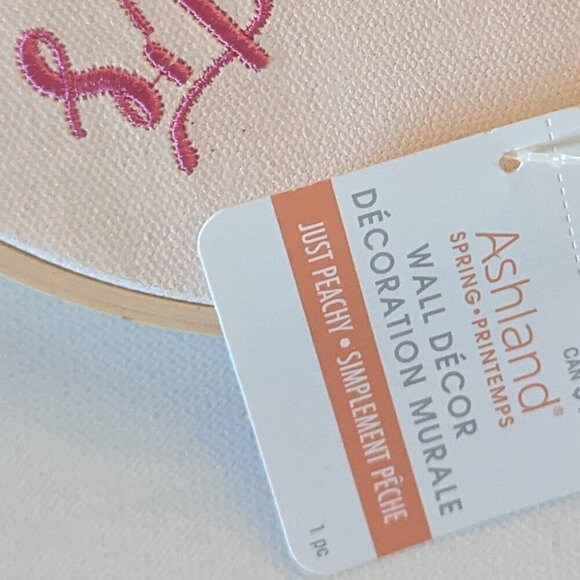 NWT Embroidery Hoop Let's Stay Home Sign Farmhouse Home Decor Pink Floral Gift - Picture 7 of 8